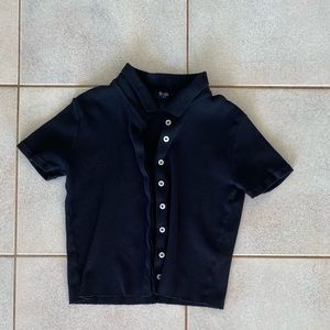 Brandy Melville Black Cropped Collared Shirt